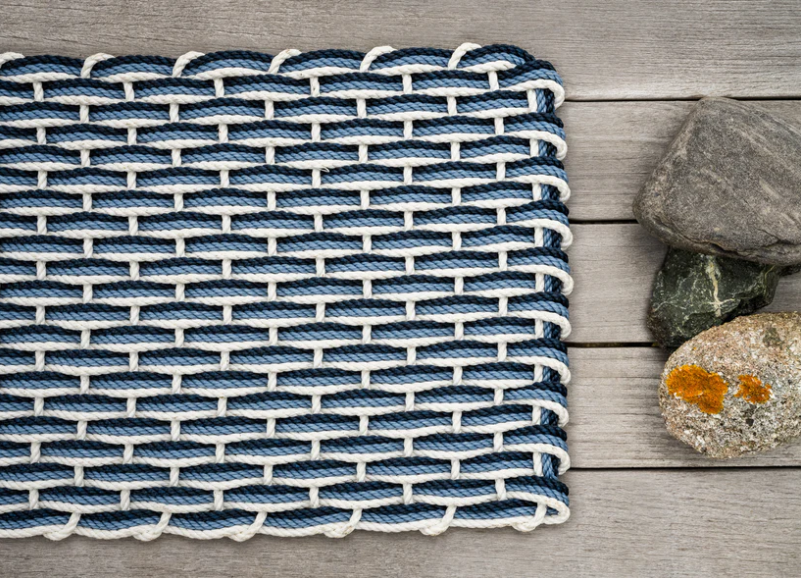 Pearl/Glacier Bay/Navy Doormat - Triple Weave
