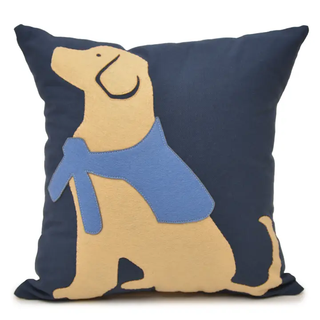 18" x 18" Honey the Yellow Lab with Preppy Sweater Pillow

