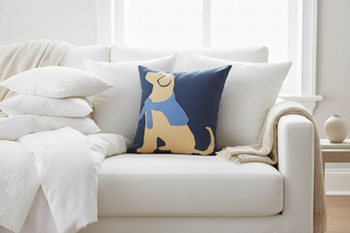 18" x 18" Honey the Yellow Lab with Preppy Sweater Pillow
