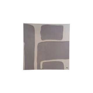Hand Painted Canvas Wall Décor w/ Abstract Design, Grey, Cream Color & Gold Finish Edge

