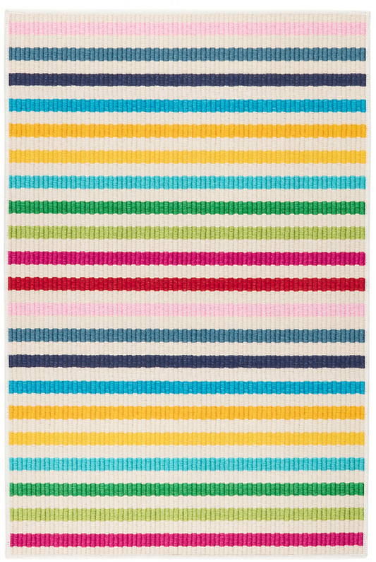 Rainbow Stripe Multi Machine Washable Rug 2x3