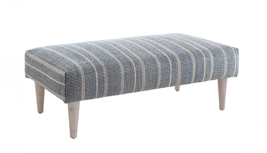 Samson Navy Tapered Cerused Oak Leg Rectangular Ottoman