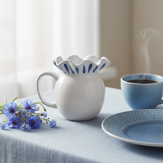 Iris Blue Drop Ruffle Creamer
