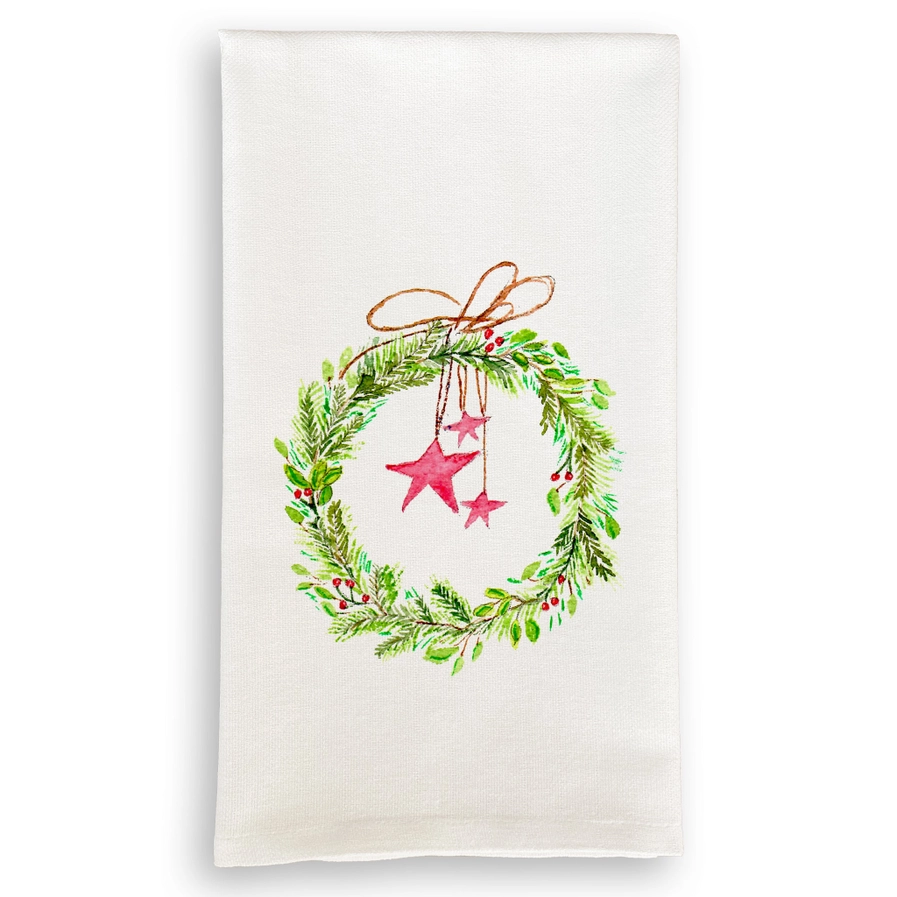 Wreath with Stars Dishtowel