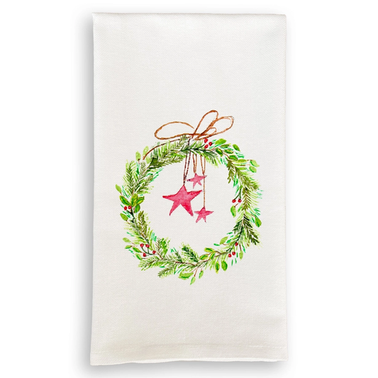 Wreath with Stars Dishtowel