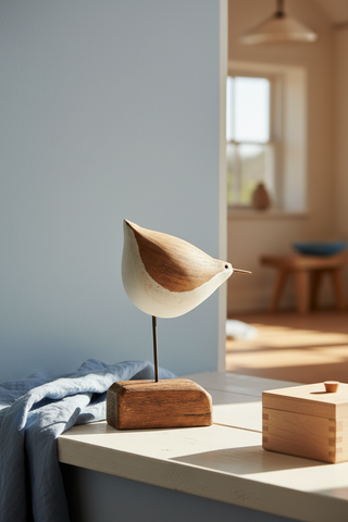 White & Natural Wood Seagull Spindles on Driftwood Base I   Small
