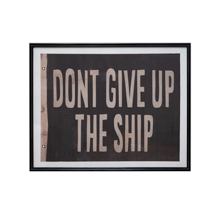 Wood Framed Glass Wall Décor with Vintage Reproduction Flag "Don't Give Up..."
