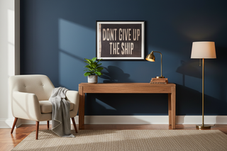Wood Framed Glass Wall Décor with Vintage Reproduction Flag "Don't Give Up..."
