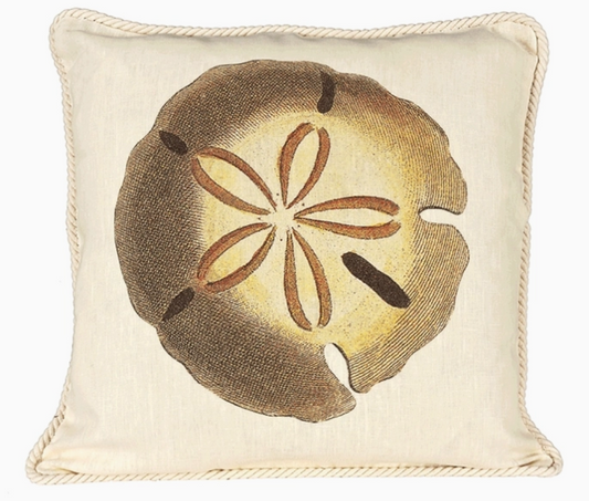 Nautical/Sand Dollar Pillow/Warm White/Linen/Knife Edge