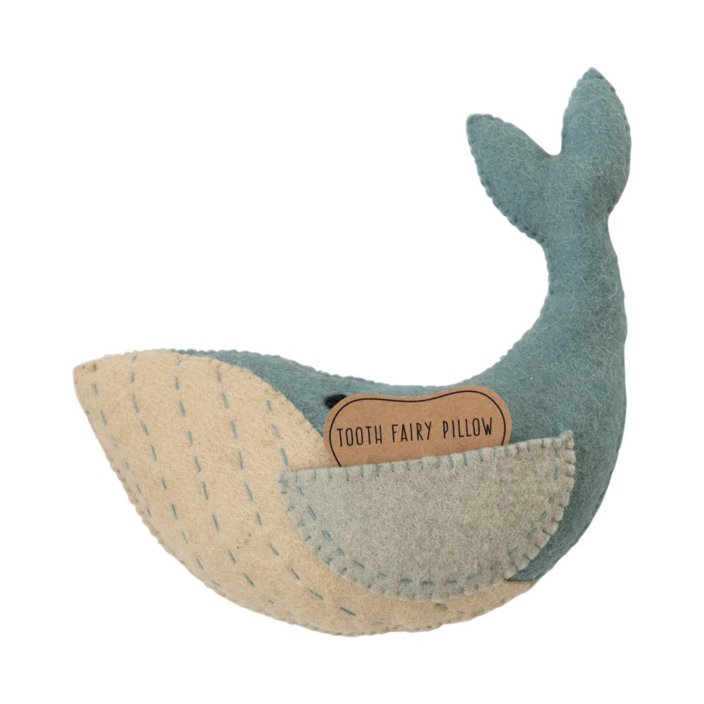 Wool Whale Tooth Fairy Pillow, Blue