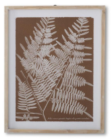 27.75 Inch Natural Wood Framed Brown & White Fern Print I
