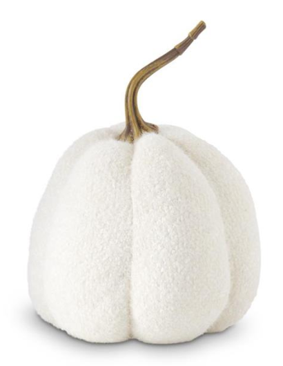 9.25 INCH FUZZY WHITE KNIT GOURD W/RESIN STEM
