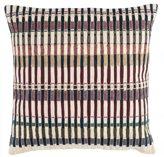 Folk Stripe Embroidered Multi Decorative Pillow