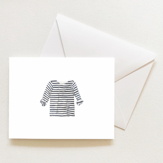 Navy + White Striped Shirt Sleeved Note Card