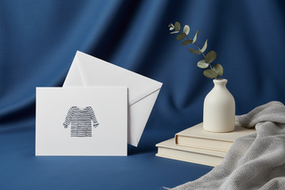 Navy + White Striped Shirt Sleeved Note Card
