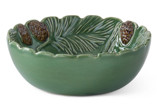 6.75 Inch Green Ceramic Pinecone Bowl
