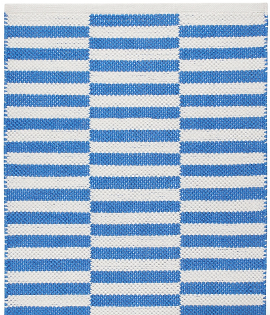 Sailing Stripe French Blue Handwoven Indoor/Outdoor Rug 2x3