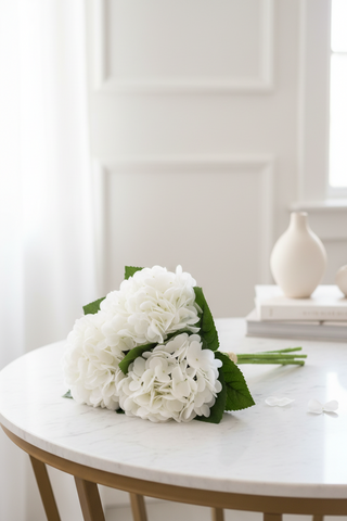 13 Inch White Real Touch Hydrangea Bundle
