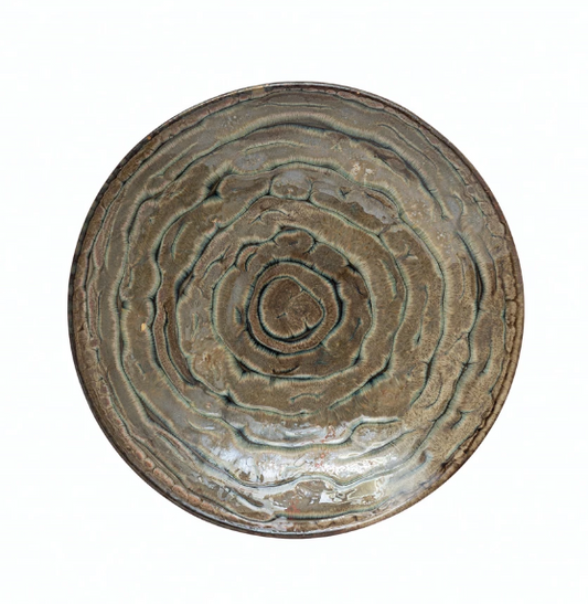 Decorative Stoneware Platter, Reactive Glaze