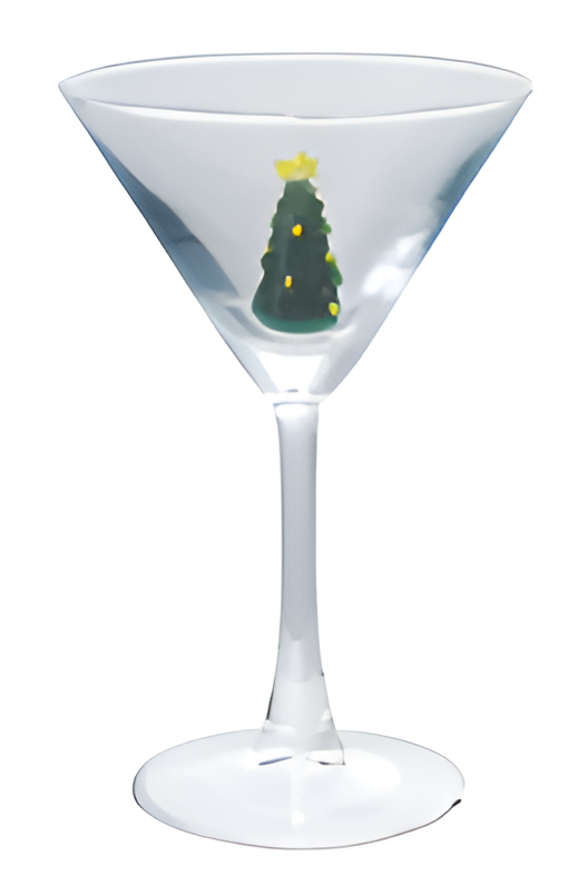 4 oz. Martini Glass with Hand-Blown Holiday Figure VI