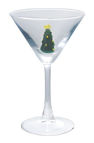4 oz. Martini Glass with Hand Blown Holiday Figure VI
