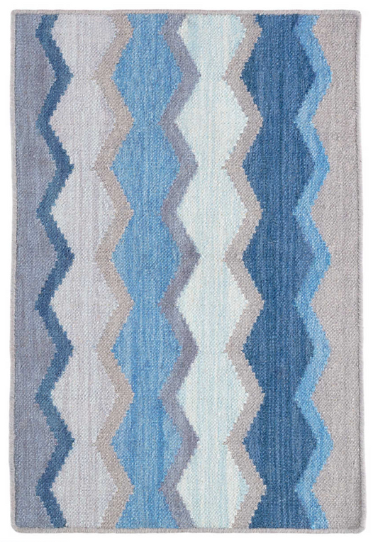 Safety Net Blue Woven Wool Rug 2x3