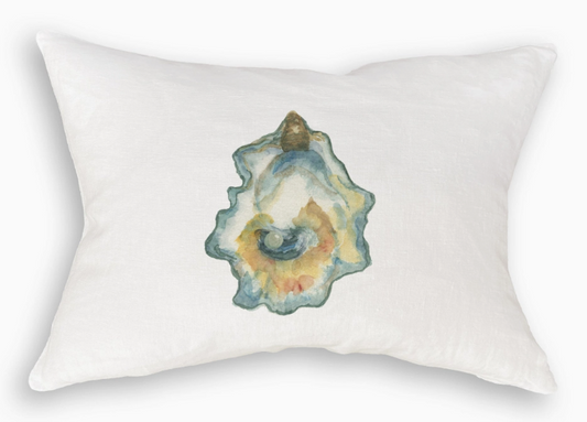 Watercolor Oyster White Rectangle Pillow