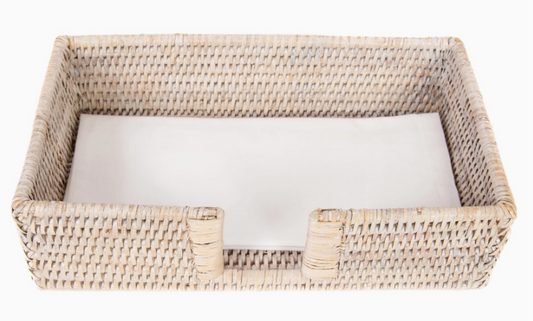 Artifacts Rattan Guest Towel/Napkin Holder with Cutout White Wash