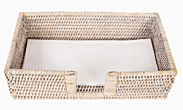 Artifacts Rattan Guest Towel/Napkin Holder with Cutout White Wash