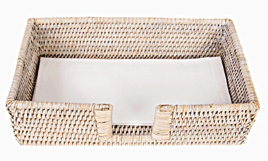 Artifacts Rattan Guest Towel/Napkin Holder with Cutout White Wash