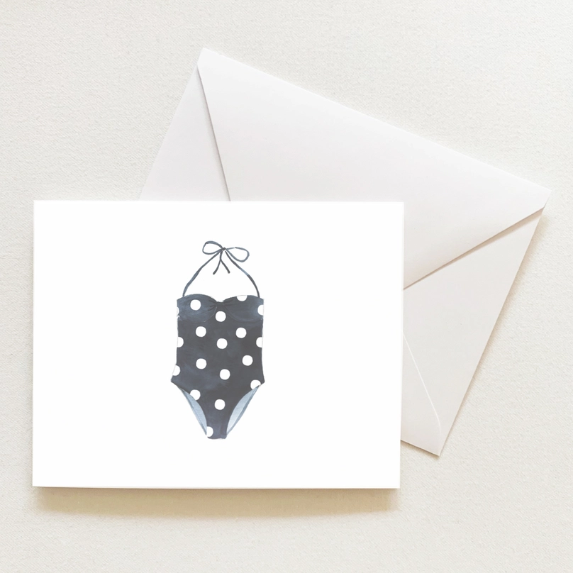 Polka Dot Swimsuit Sleeved Note Card