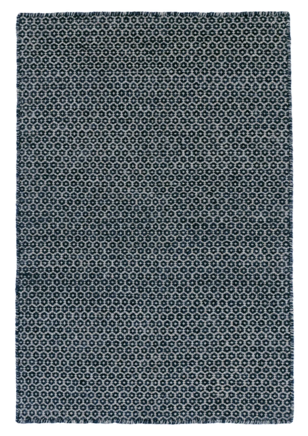 Honeycomb Handwoven Wool Rug - Indigo/Grey - 2' x 3'