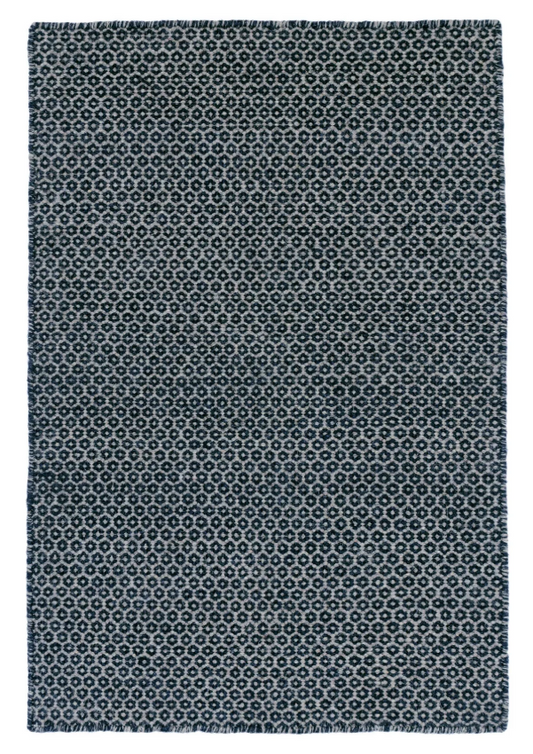 Honeycomb Handwoven Wool Rug - Indigo/Grey - 2' x 3'
