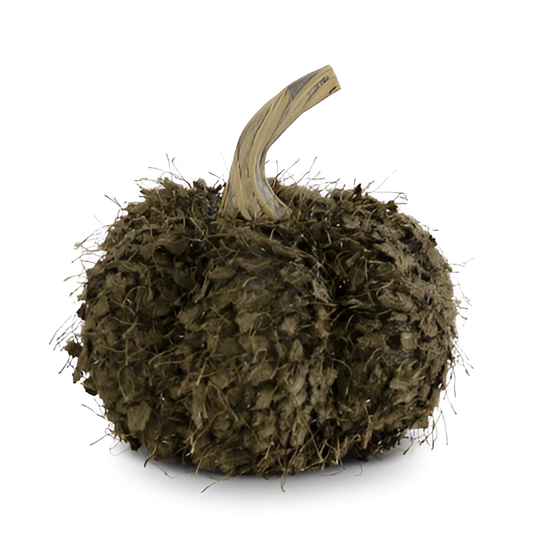 4.25 INCH KHAKI GREEN FRINGE PUMPKIN