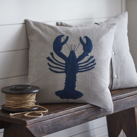 Lobster Natural Linen Porch Pillow 21x21