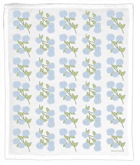 Blue Hydrangea Organic Cotton Hand Towel
