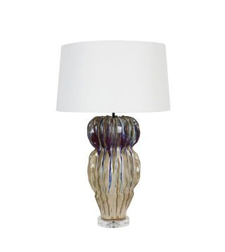 Oceana Oyster White and Indigo Blue Ceramic Lamp
