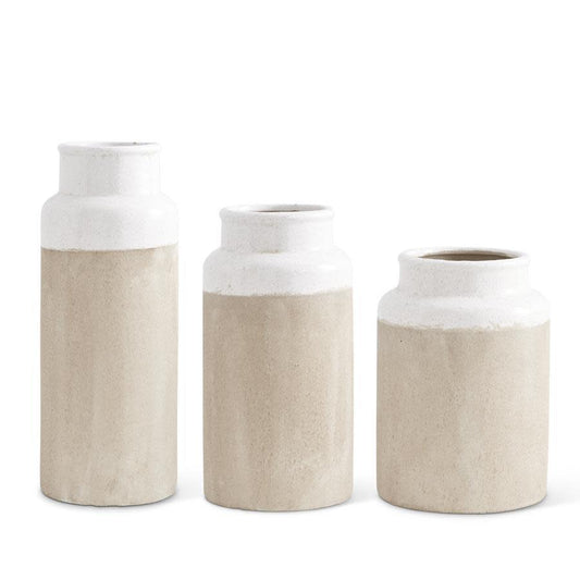 15.75 Inch Tall Ceramic Vase With Light Cream Glaze