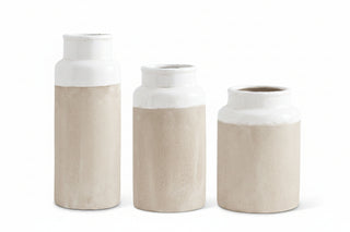15.75 Inch Tall Ceramic Vase With Light Cream Glaze
