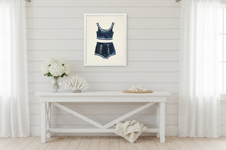 Blue Bikini with White Accents
