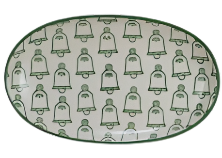 Hand-Stamped Stoneware Plate w/ Holiday Pattern - Tree