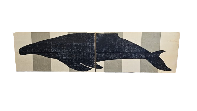 2x8 Two Panel Indigo Whale WW Stripes