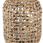 13.5 Inch Natural Water Hyacinth Grass Lantern with Glass Votive