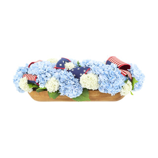 Hydrangea In Doughbowl With American Flag Ribbon
