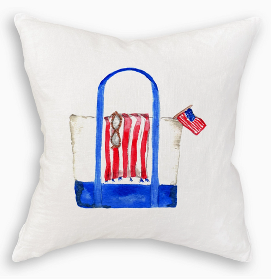 Beach Bag White Square Pillow