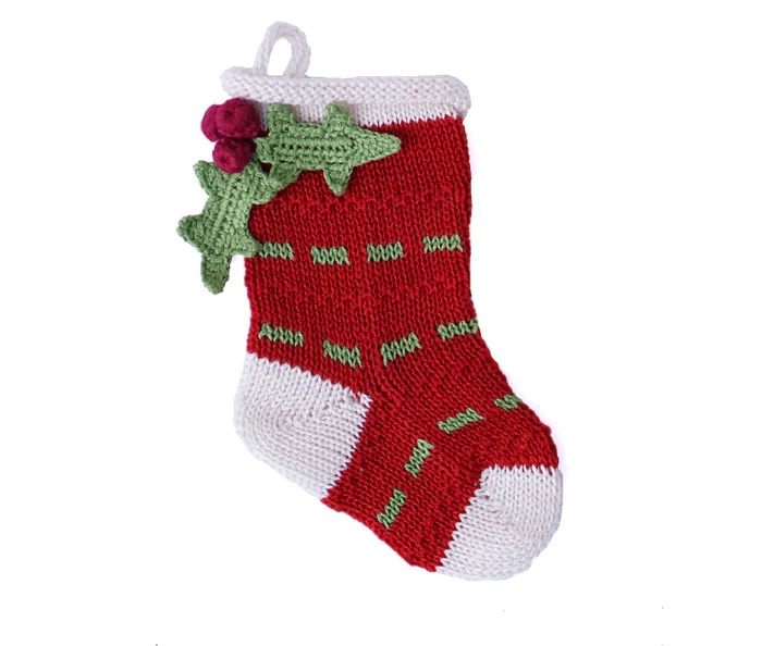 Mini Holly Stocking - Red