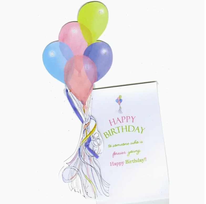 Fly Away with Glitter Birthday Card - Balloons