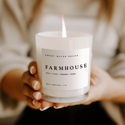 Farmhouse 11 oz Soy Candle - Fall Home Decor & Gifts