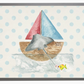 Watercolor Fishing Sting Ray with Geometric Background B - Online Only