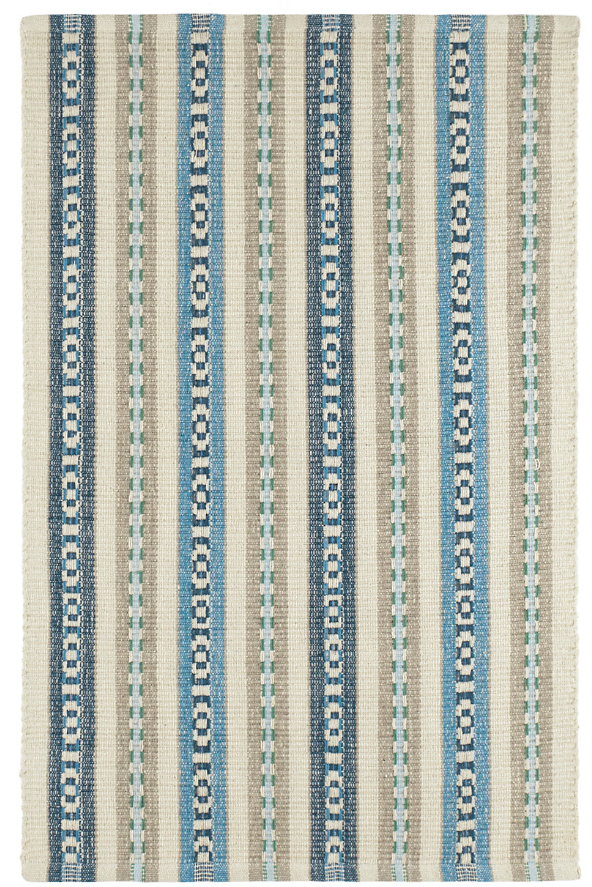 Long Slade Indigo Handwoven Cotton Rug 2x3